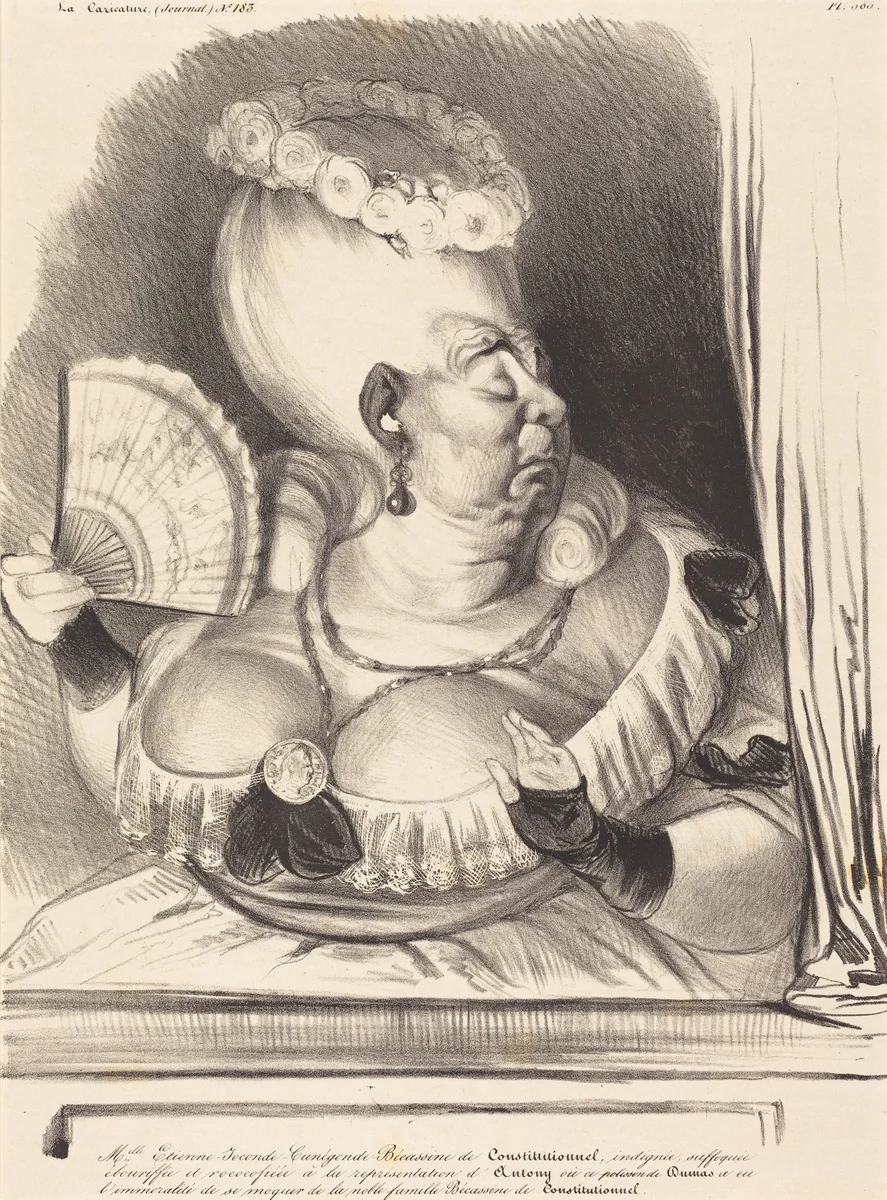 Mlle. Etienne-Goconde-Cunégonde-Bécassine by Honoré Daumier, print, 1834