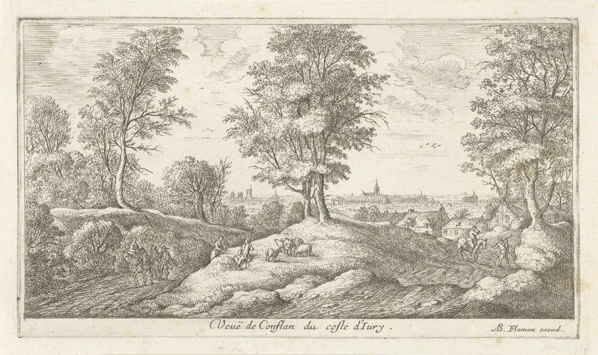 Landschap met schaapsherder by Albert Flamen, print, 1648-1692