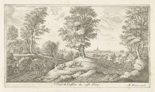 Landschap met schaapsherder by Albert Flamen, print, 1648-1692