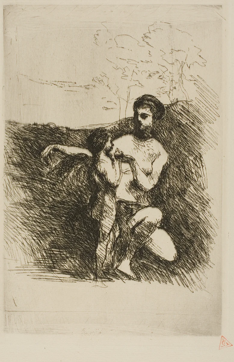 Venus Clipping Cupid's Wings, second plate by Jean-Baptiste-Camille Corot, print, 1869-1870