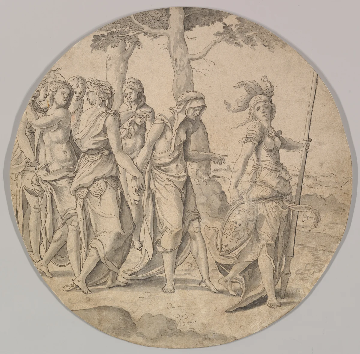 Minerva Leading a Procession of Women by Pieter Coecke van Aelst, drawing, 1525-1575
