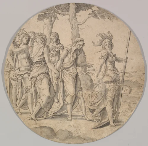 Minerva Leading a Procession of Women by Pieter Coecke van Aelst, drawing, 1525-1575