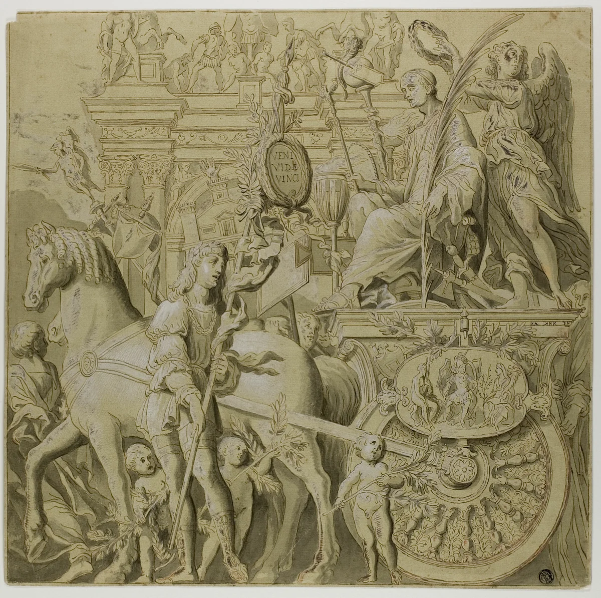 Triumphs of Julius Caesar: Canvas No. IX by Andrea Mantegna, drawing, 1700-1799
