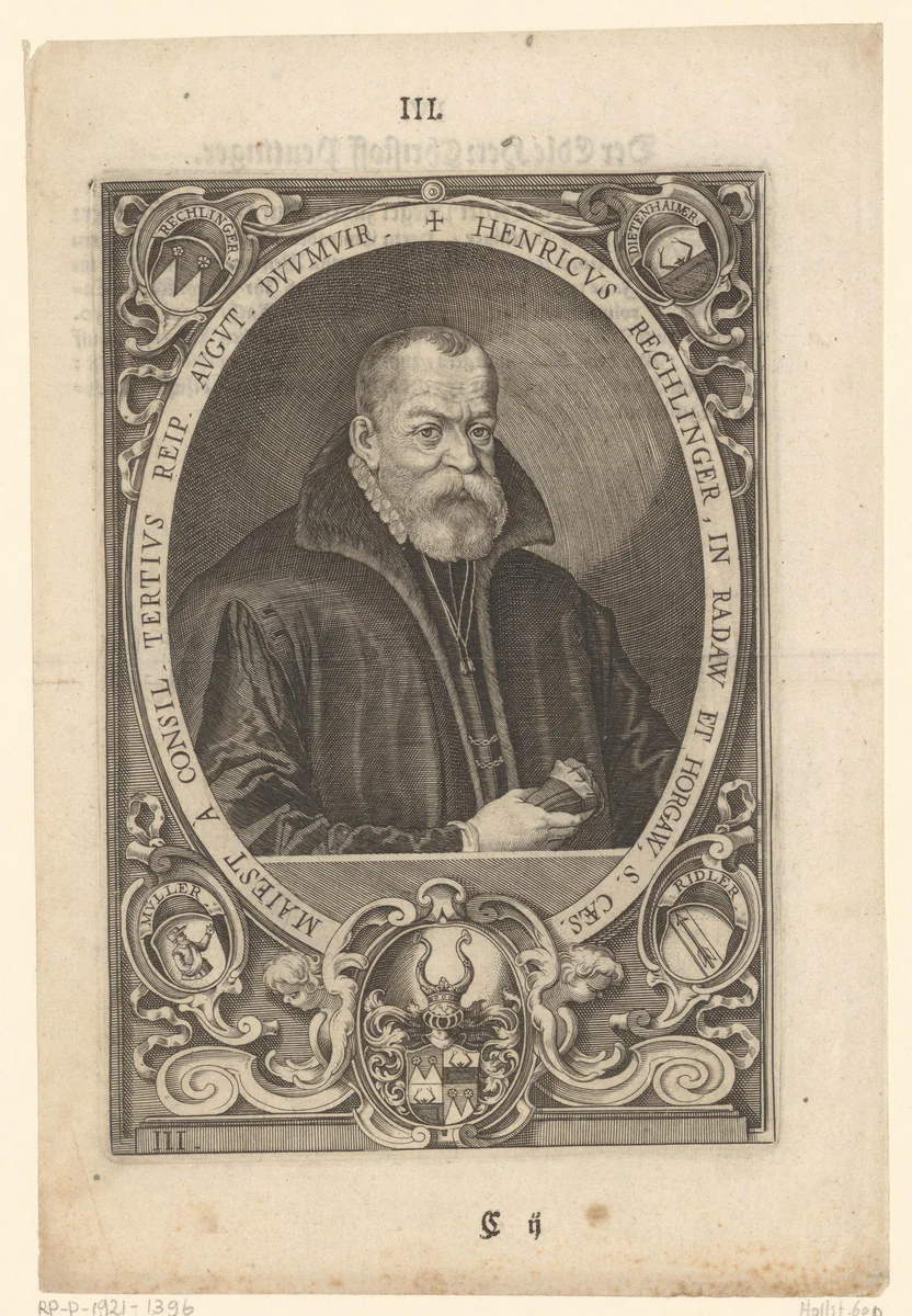 Portret van Heinrich Rehlinger by Lucas Kilian, print, 1615