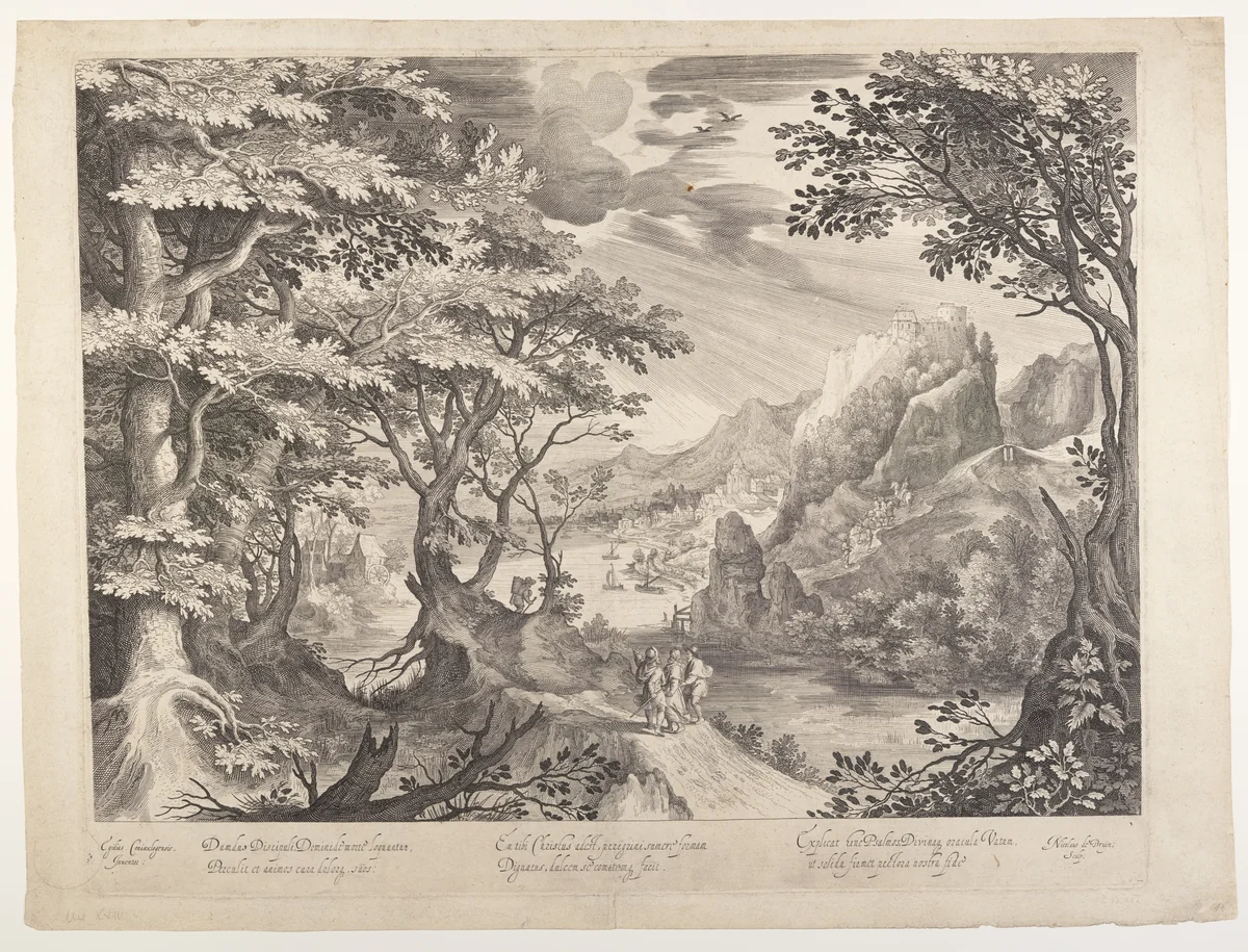 The Disciples on the Way to Emmaus by Nicolaes de Bruyn, print, 1601