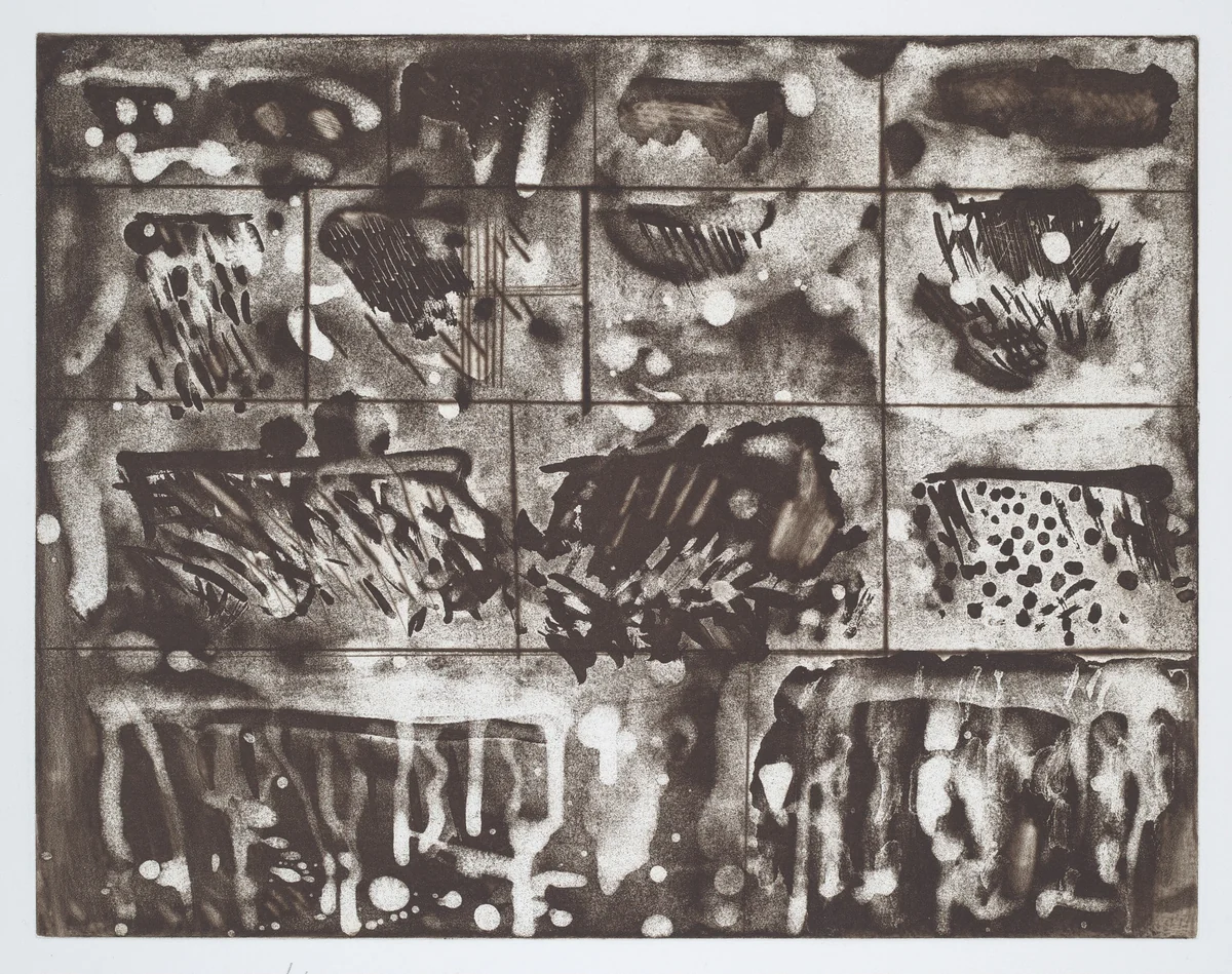 Sepia Rainclouds by Pat Steir, print, 1991