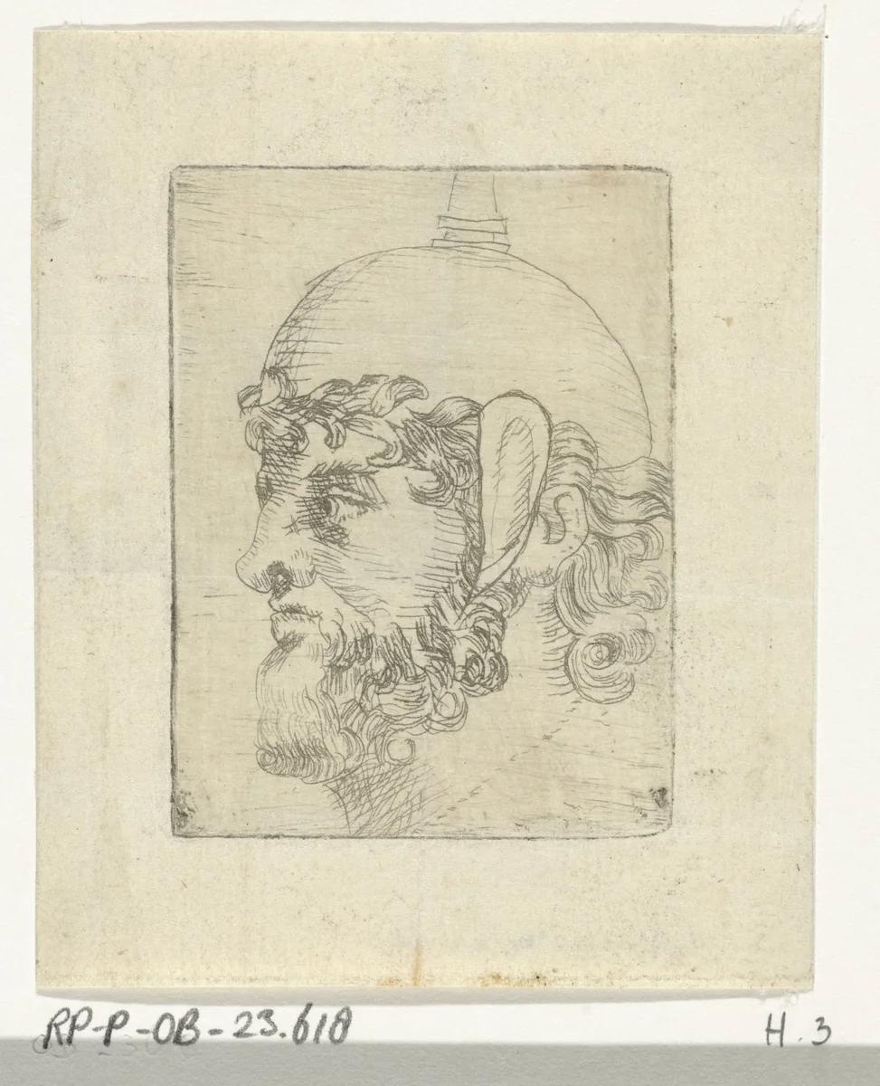 Hoofd van een krijger by Frans van Mieris, print, 1699-1763