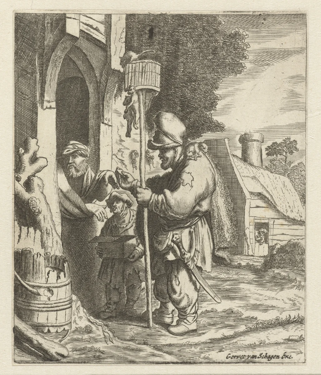The rat catcher by anonymous, print, 1677-1690