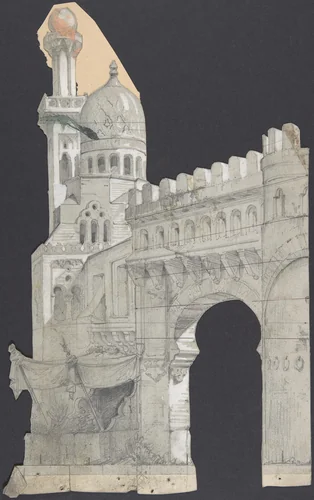 Design for a Stage Set at the Opéra, Paris by Eugène Cicéri, drawing, 1830-1890
