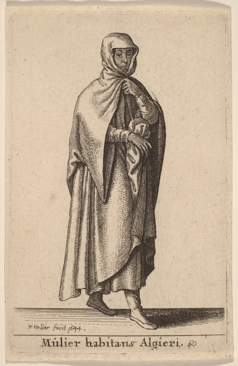Mulier Habitans Algieri by Wenceslaus Hollar, print, 1644