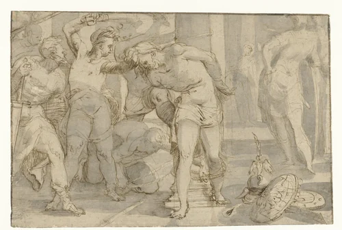 De geseling van Christus by Meester van de Egmont-Albums, drawing, 1590-1600