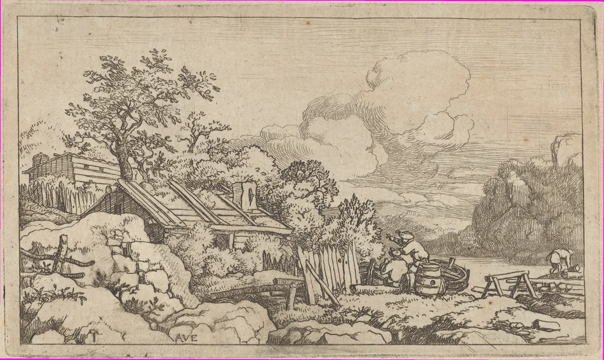 The Hut of the Carpenter by Allart van Everdingen, print, 1621-1675