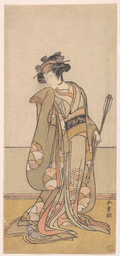 The Third Segawa Kikunojo as a Woman Walking Toward the Right by Katsukawa Shunshô (勝川春章), print, 1774-1775