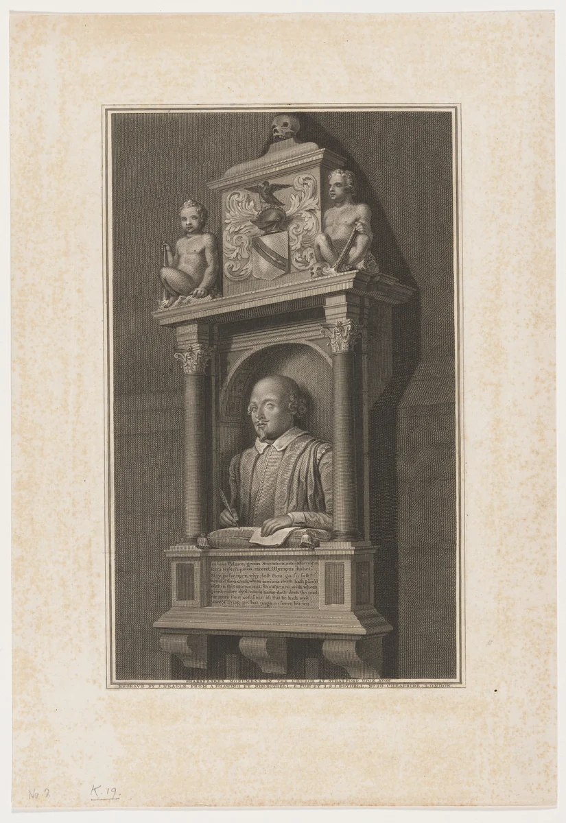 Shakespeare Monument in Church at Stratford-on-Avon by James Neagle, print, 1769-1822