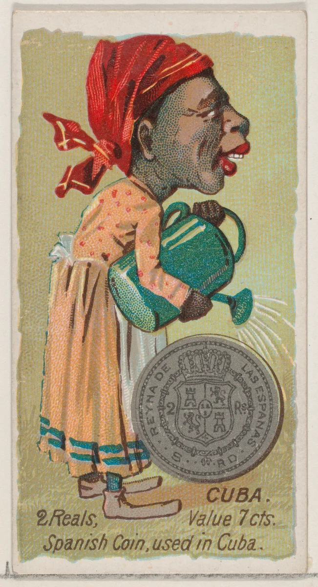 Caricatured Cuban, 2 Reals, from the series Coins of All Nations (N72, variation 2) for Duke brand cigarettes by W. Duke, Sons & Co., print, 1889