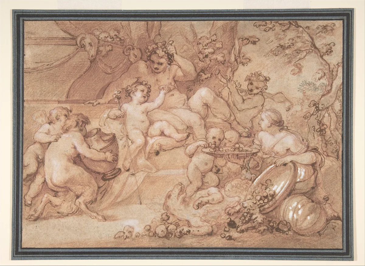 The Harvest of Silenus by Charles Joseph Natoire, drawing, 1754-1764