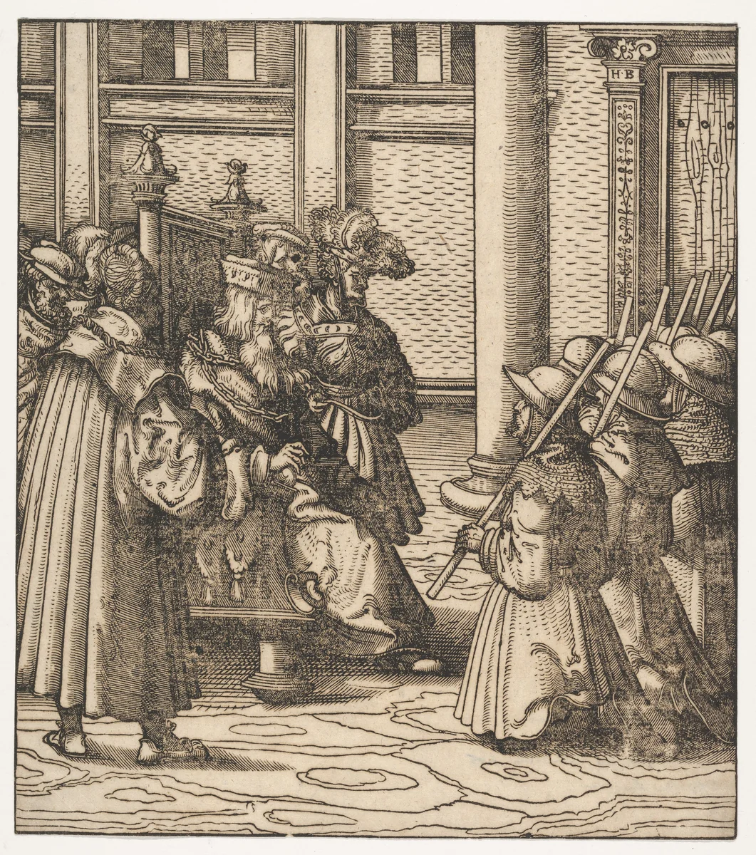 The Brown and White Party Asking Mercy from the Old White King, from Der Weisskunig by Hans Burgkmair, print, 1775-1800