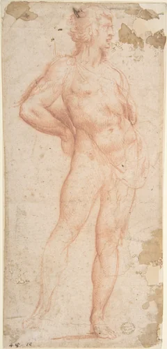 Standing Nude Man (Bacchus) by Giuseppe Cesari, drawing, 1585-1595
