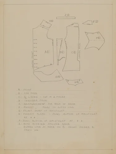 Waistcoat Pattern by Rosalia Lane, index of american design, 1936