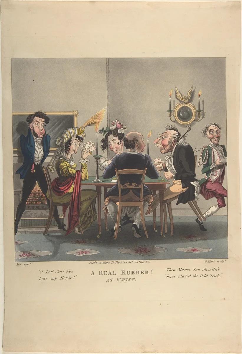 A Real Rubber! At Whist by George Hunt, print, 1820-1830