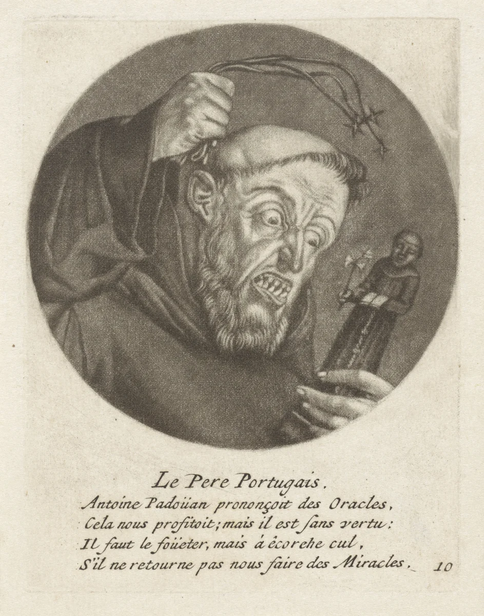 Monnik met een gesel by Jacob Gole, print, 1670-1724