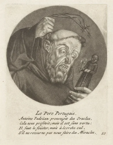 Monnik met een gesel by Jacob Gole, print, 1670-1724