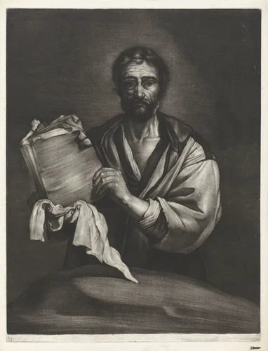 Filosoof met boek by Bernard Vaillant, print, 1672