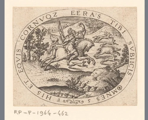 Hercules jaagt op het zwijn van Erymanthus by Unknown, print, 1528-1583