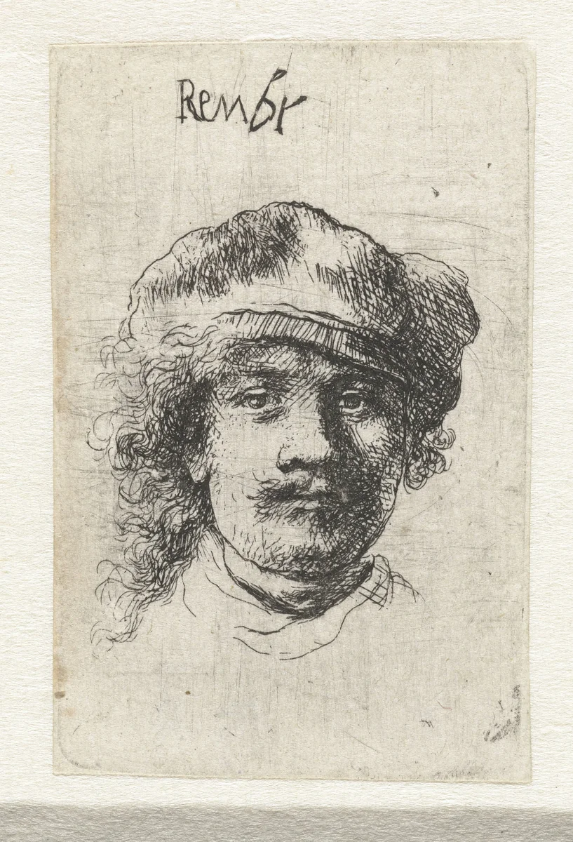 Self-portrait wearing a soft cap: full face, head only by Ignace-Joseph de Claussin, print, 1805-1844
