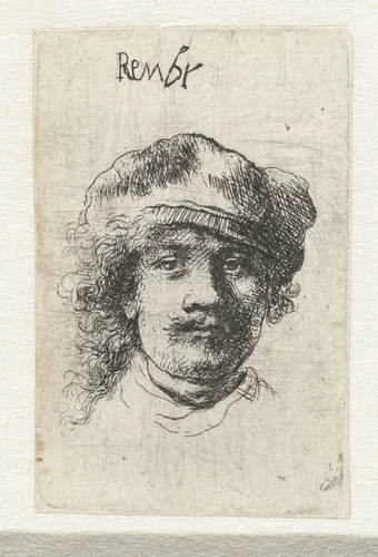 Self-portrait wearing a soft cap: full face, head only by Ignace-Joseph de Claussin, print, 1805-1844