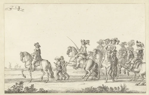De intocht van Maria de' Medici te Amsterdam in 1638 (plaat 2) by Jan Martszen de Jonge, drawing, 1638-1639