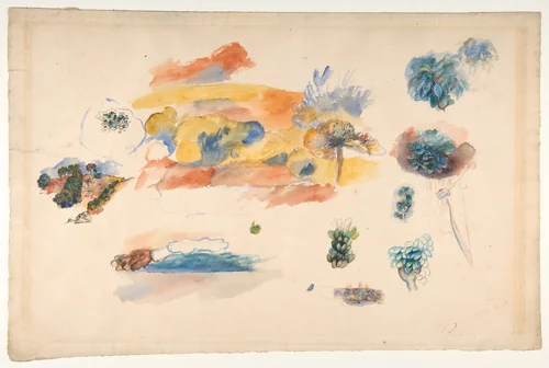 Studies of Landscape, Trees, and Exotic Fruit by Auguste Renoir, drawing, 1880-1890