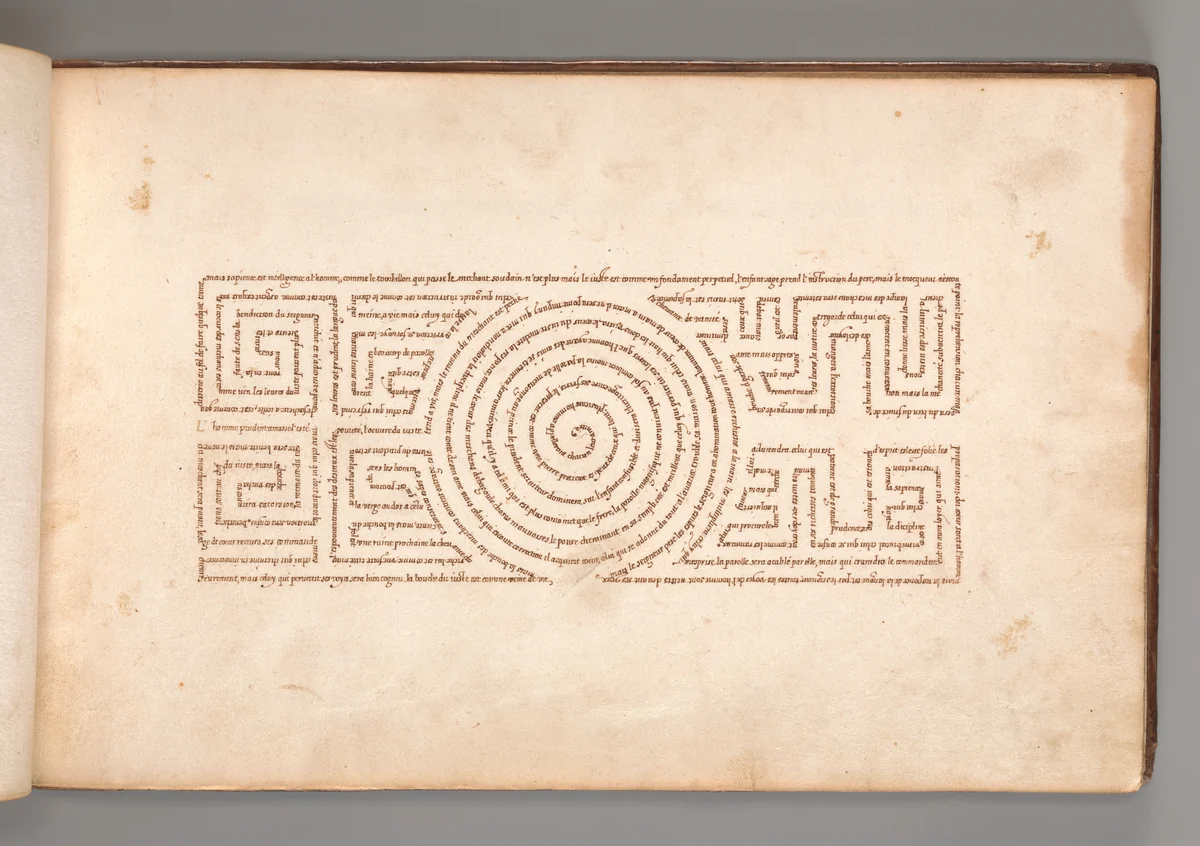 Micrographic Design in the Shape of a Labyrinth by anonymous, book, 1600-1625