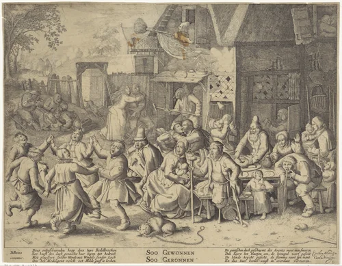 Brassende bedelaars by Pieter Serwouters, print, 1673-1709