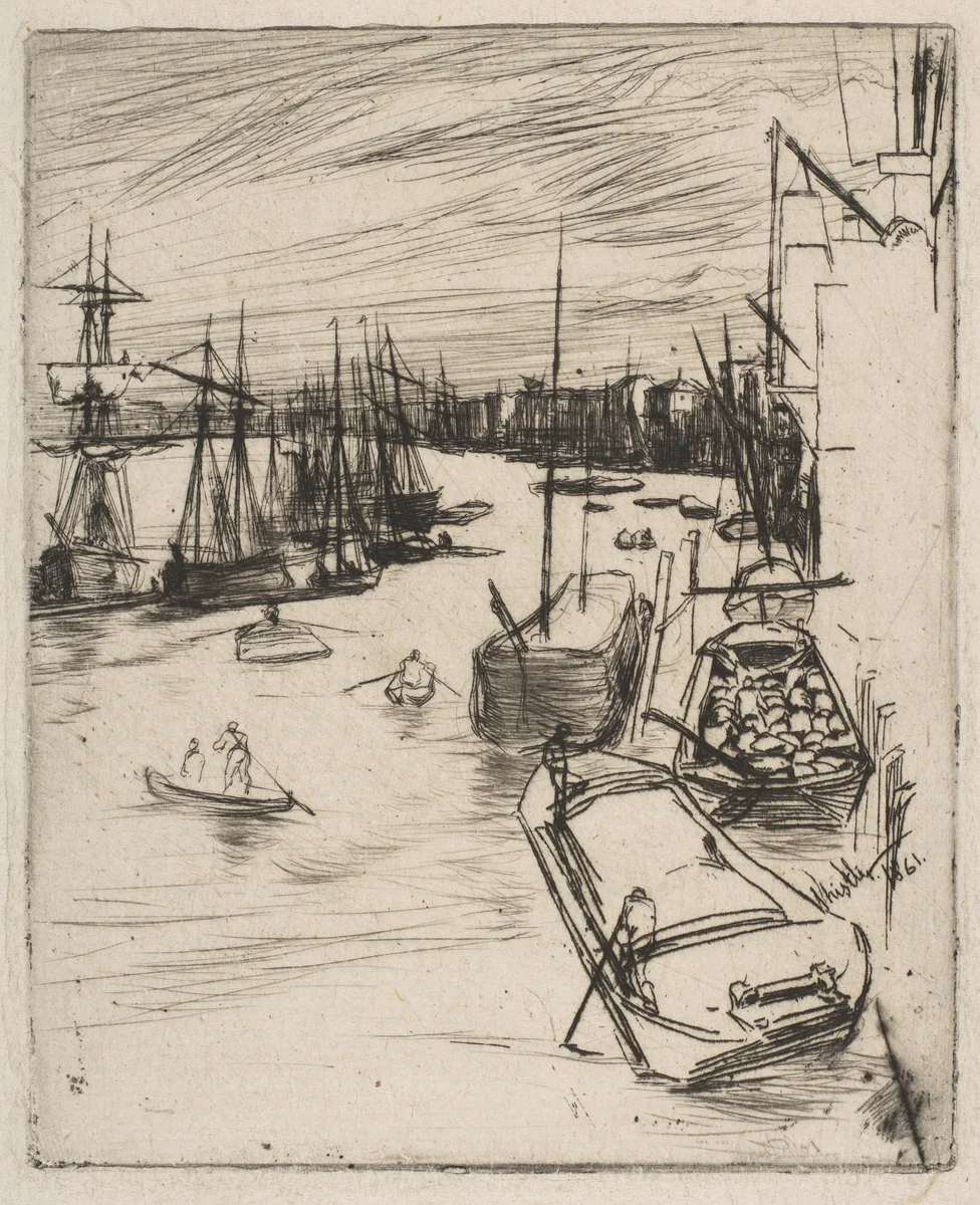 Little Wapping (The Little Rotherhithe) by James McNeill Whistler, print, 1861