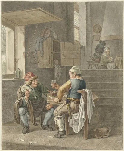De Taveerne by Abraham Delfos, drawing, 1741-1820