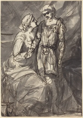 Two Figures in Classical Dress by Henri-Pierre Danloux, drawing, 1753-1809