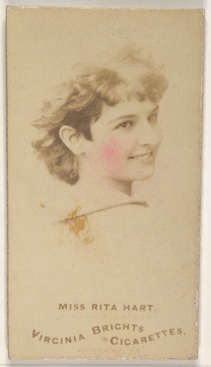 Miss Rita Hart, from the Actors and Actresses series (N45, Type 1) for Virginia Brights Cigarettes by Allen & Ginter, photograph, 1885-1891