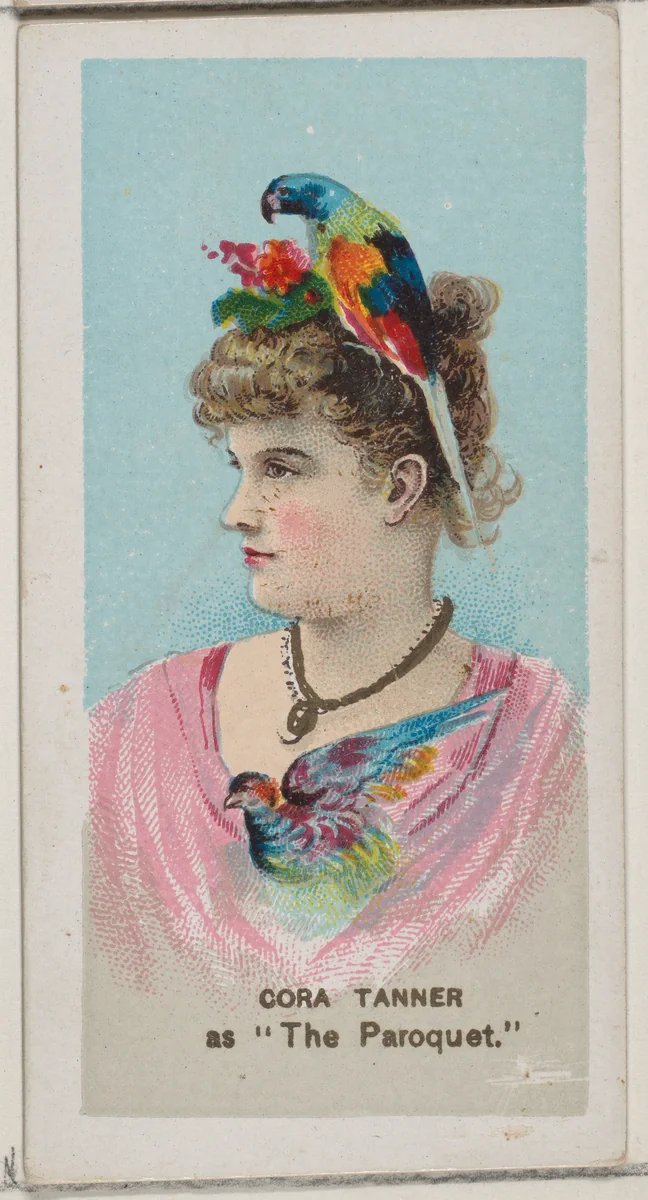 Cora Tanner as "The Paroquet," from the series Fancy Dress Ball Costumes (N73) for Duke brand cigarettes by W. Duke, Sons & Co., print, 1889