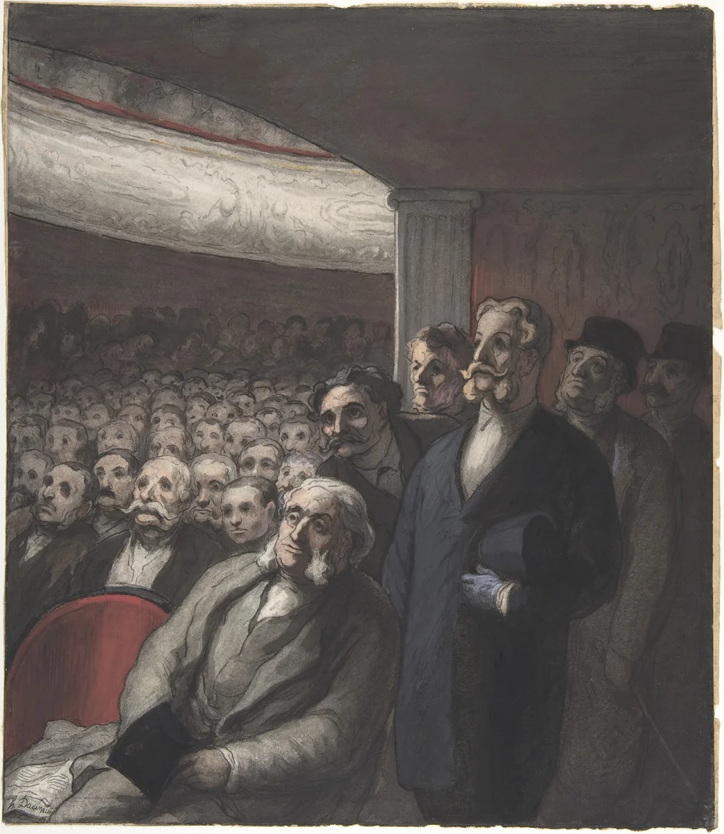 A Theater Audience by Honoré Daumier, drawing, 1820-1879