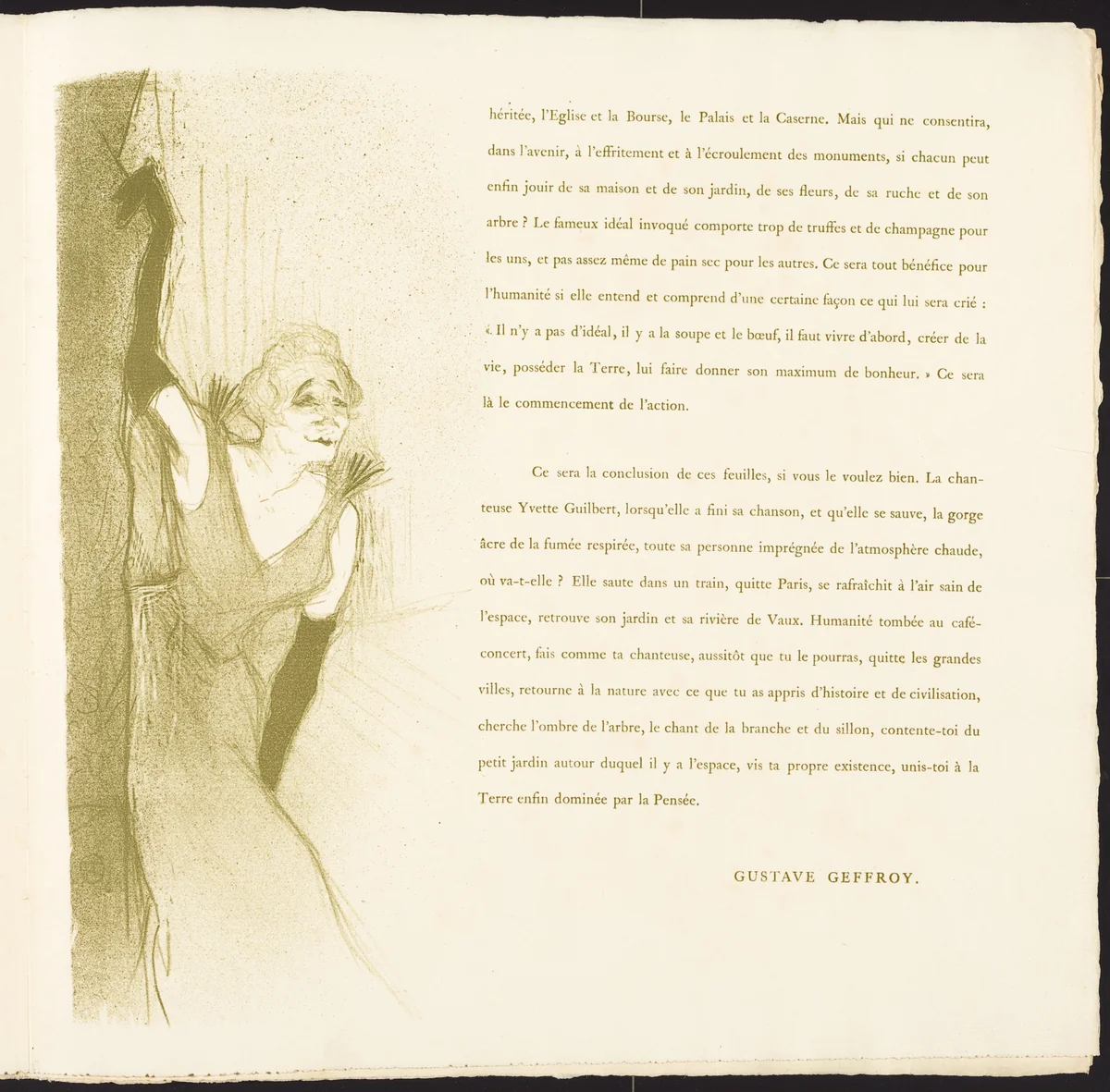 Yvette Guilbert by Henri de Toulouse-Lautrec, print, 1894