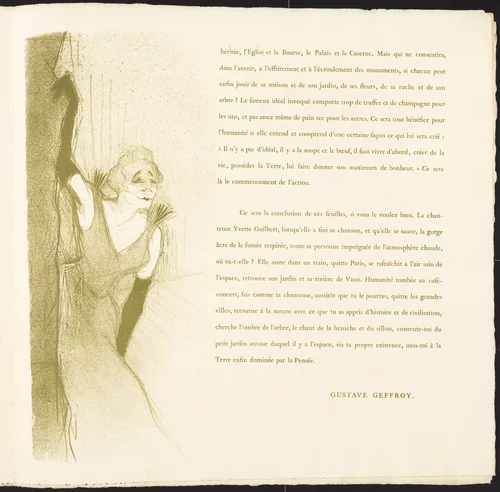 Yvette Guilbert by Henri de Toulouse-Lautrec, print, 1894