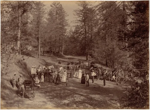 Badminton Party at Mashobra, Shimla by Raja Deen Dayal, photograph, 1887