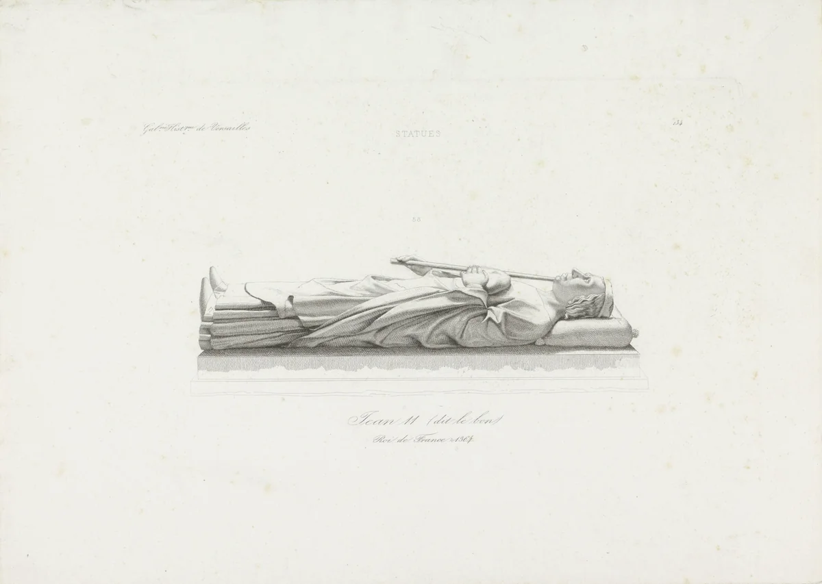 Grafmonument van Jan II van Frankrijk by Jacopo Bernardi, print, 1818-1848