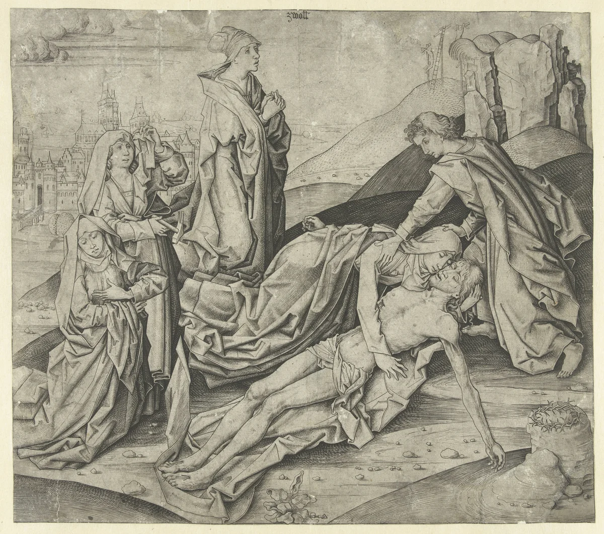 The Lamentation of Christ by Unknown, print, 1475
