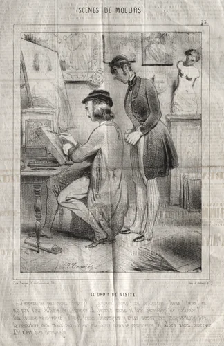 Scènes de moeurs: La Droit de visite. J'espère ne pas vous gener?... by Charles-Joseph Traviès, print, 1830-1845