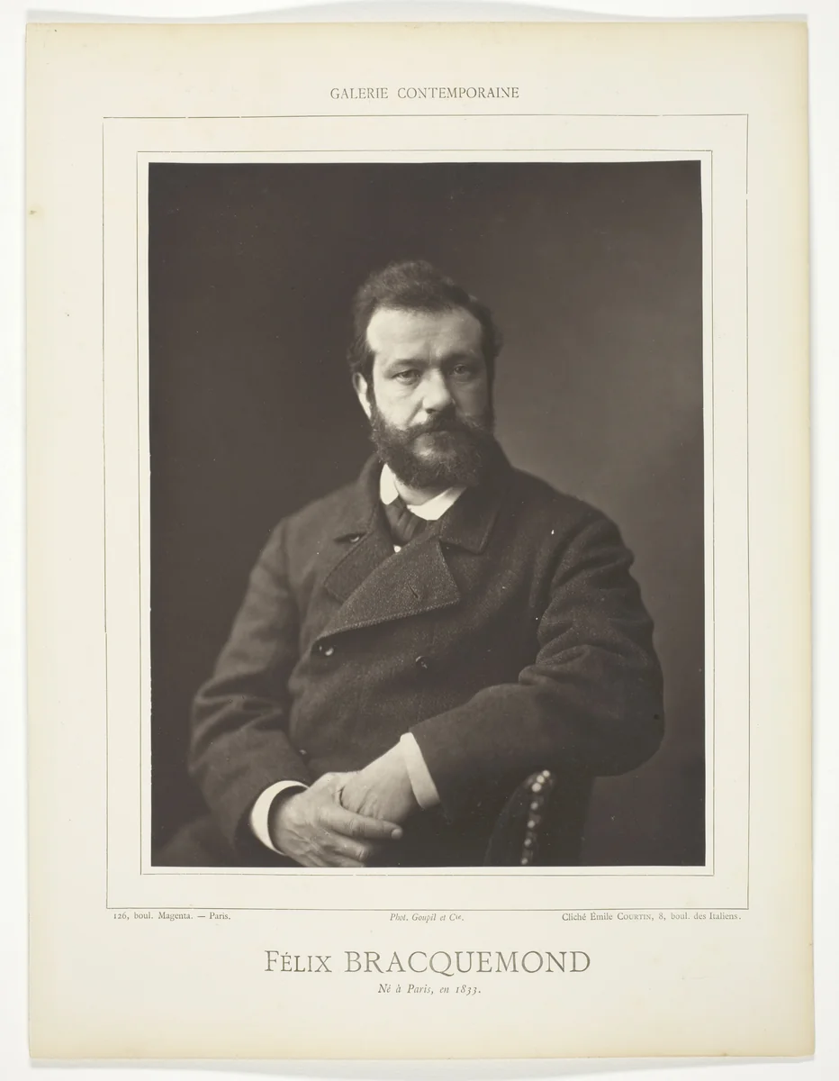 Félix Henri Bracquemond (French painter and printmaker, 1833-1914) by Emile Courtin, photograph, 1875-1878