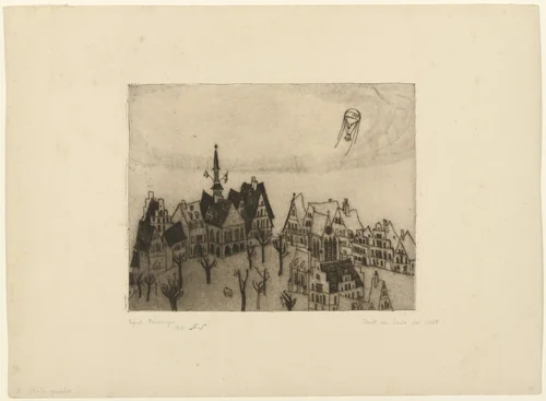 The Town at the End of the World (Die Stadt am Ende der Welt) by Lyonel Feininger, print, 1910