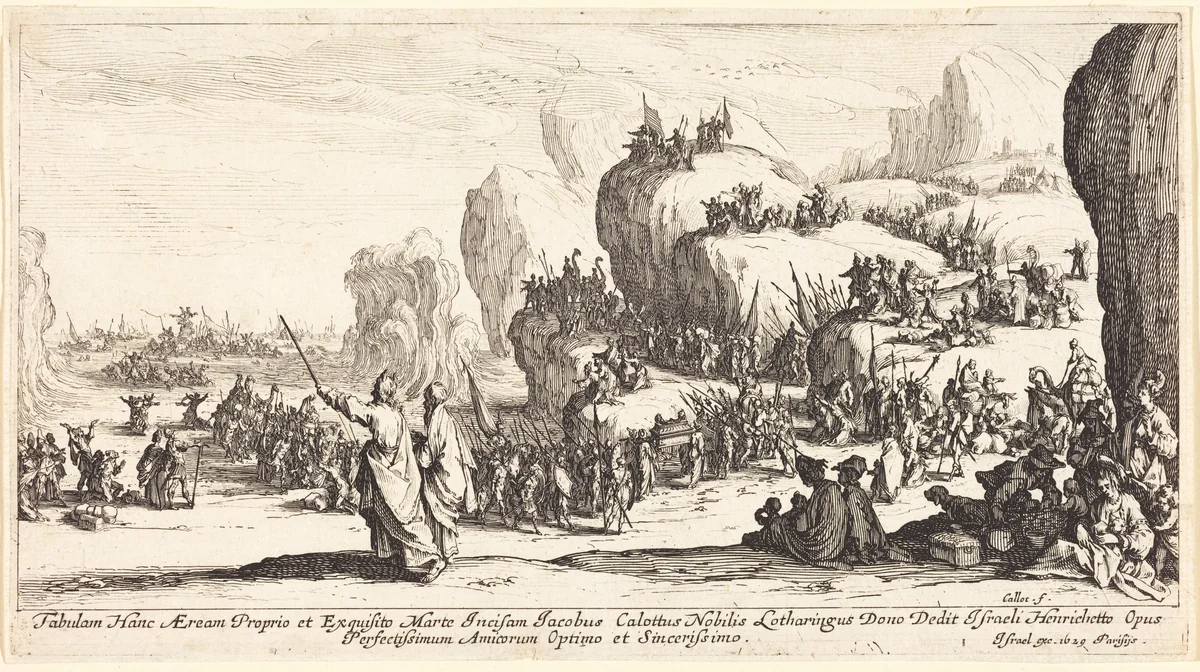 The Crossing of the Red Sea by Jacques Callot, print, 1629