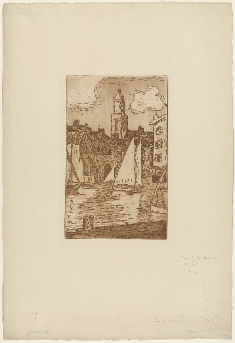Bell Tower of St. Tropez by Paul Signac, print, 1896